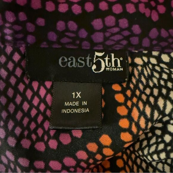 East 5th Satin Snakeskin Stripe Blouse Multicolor Bold Print, Size 1X - Picture 7 of 10